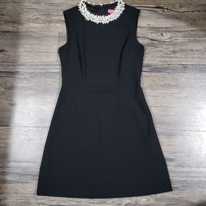 Betsey johnson embellished pearl collar sheath dress